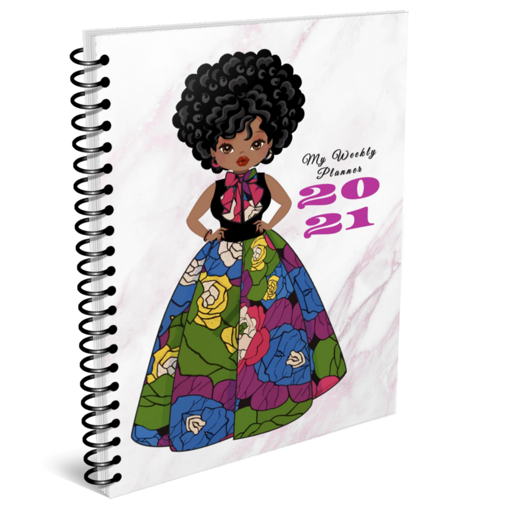 Black Woman Spiral 2021 Weekly Planner